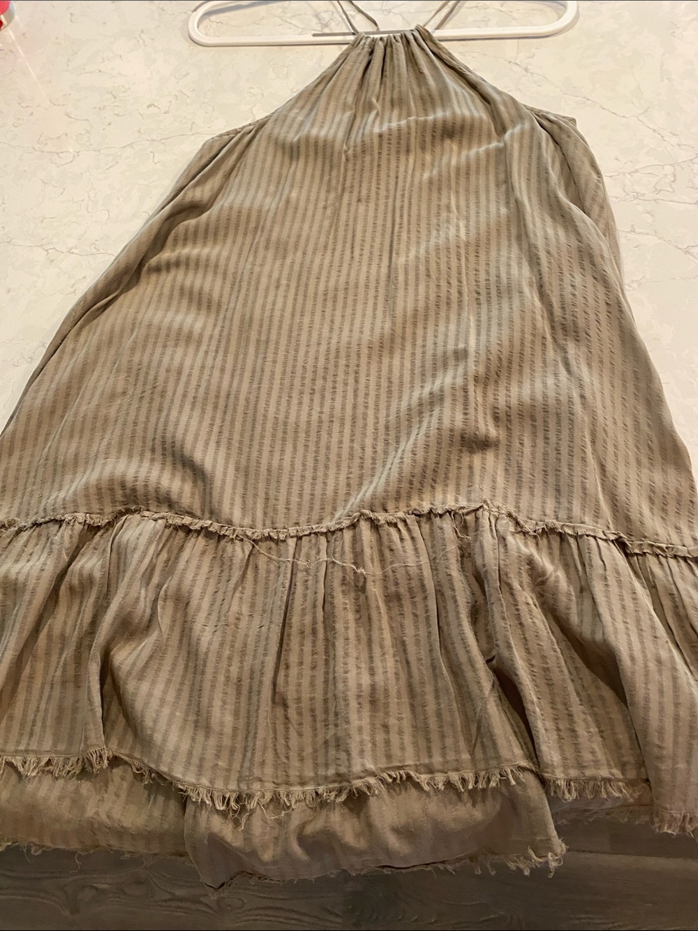 cloth & stone Taupe Striped Halter Midi Dress